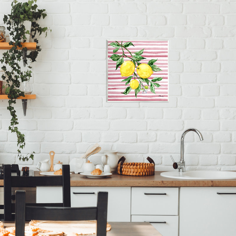 Plaque murale juteuse vigne citron sur rose, design par Paul Brent