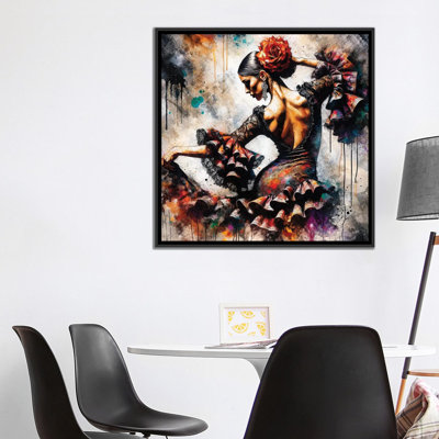 «Watercolor Flamenco Dancer IV», reproduction d'art sur toile encadrée