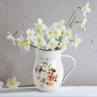Vase à fleurs de style campagnard pour pichet en émail blanc