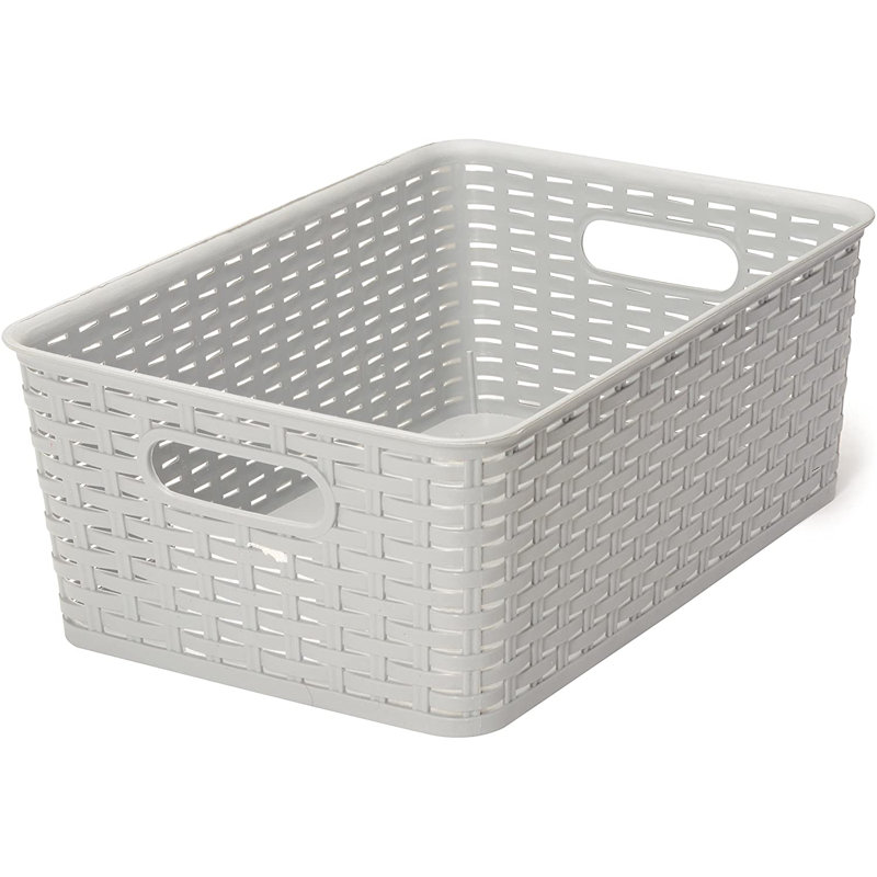 Organisateur de panier en plastique, Moyen, Gris