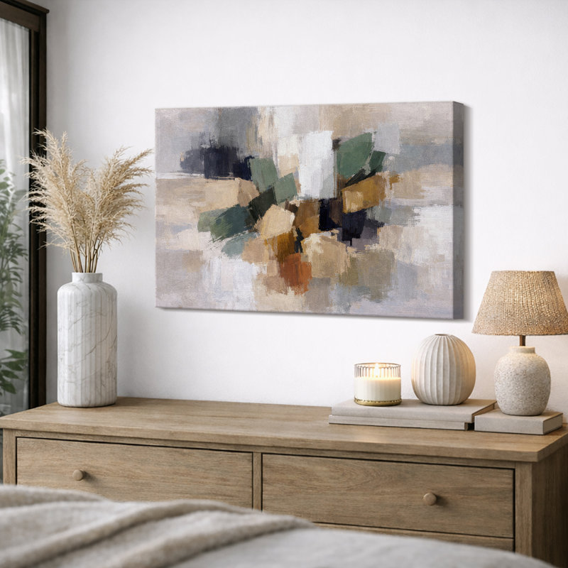 Composition abstraite de ton géométrique de bloc de terre, images de salon moderne, impression sur toile encadrée, impression numérique