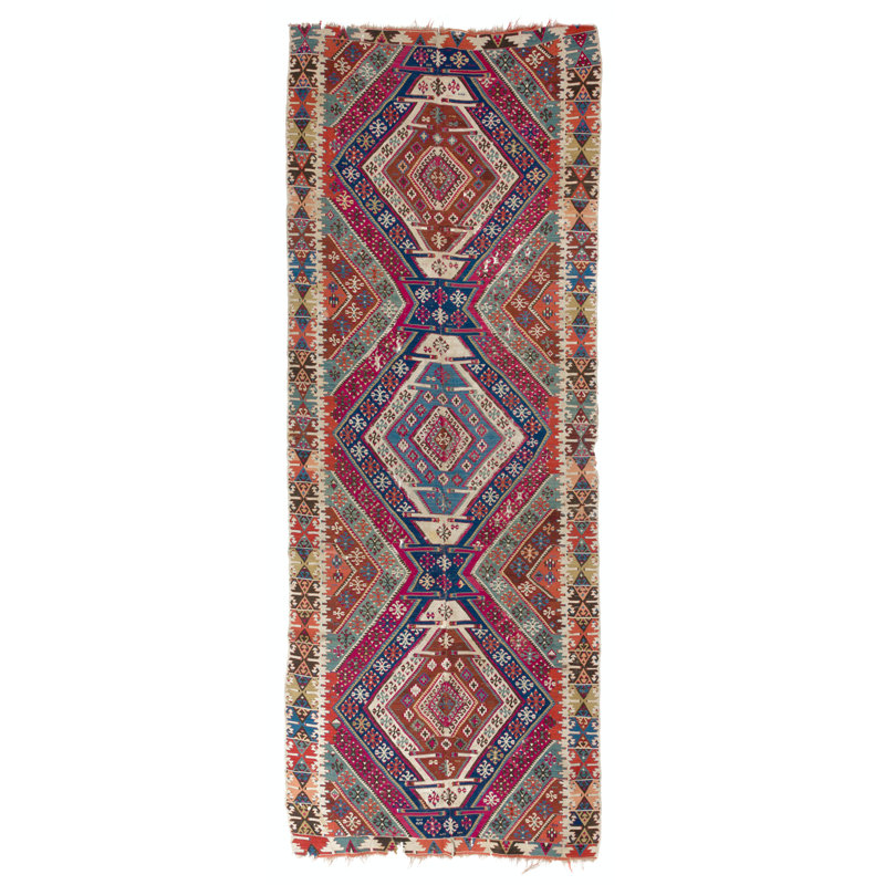 Rare tapis kilim tissé à plat à la main Anatolian, Ca 1875