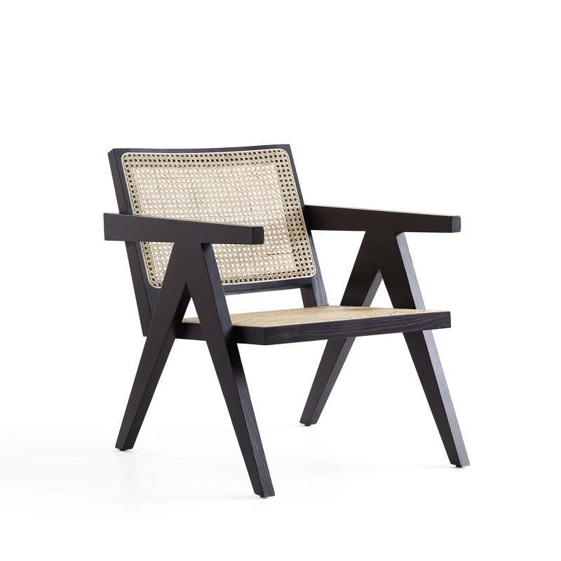 Fauteuil d'appoint en bois de frêne naturel naturel Hamlet, Noir