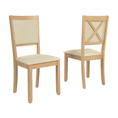 Upholstered Farmhouse Cross Back Dining Chair - Set Of 2 by Gracie Oaks
