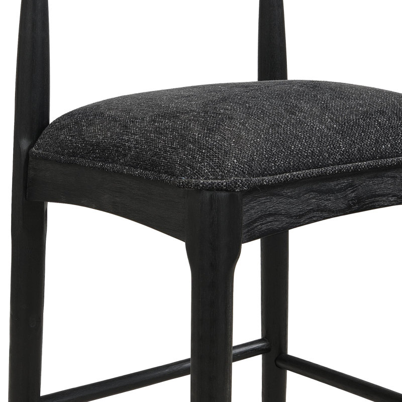 Tabouret de bar en tissu noir (ensemble de 2), Siège noir / structure noire