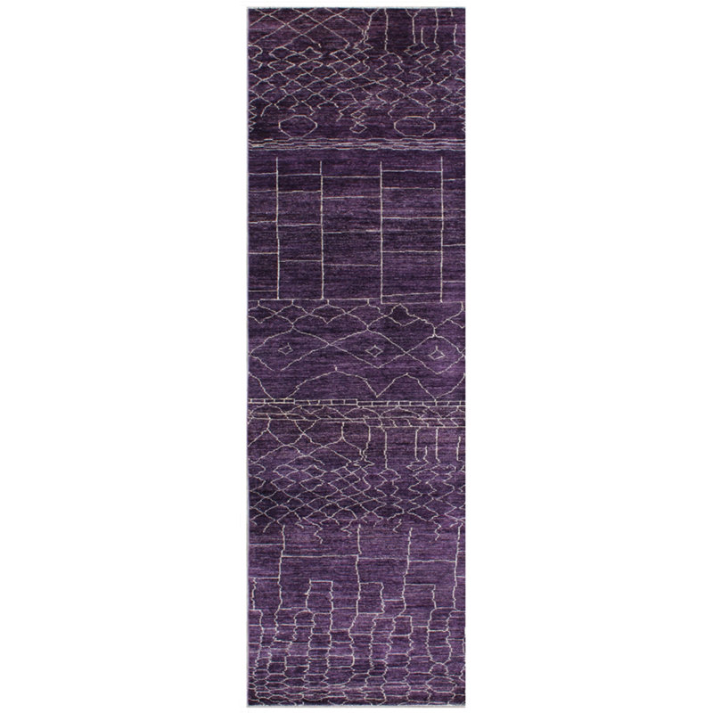 Geometric Hand Knotted 74cm X 345cm Area Rug