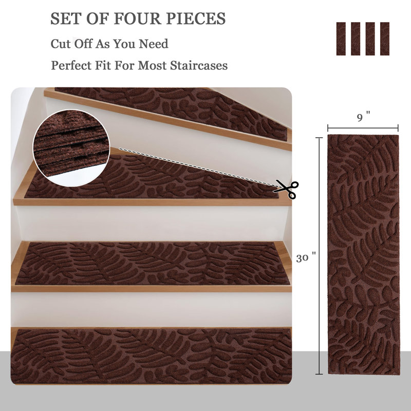 Non-Slip Stair Tread, Rectangle 17.8cm x 76.2cm, Brown