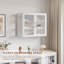 Armoire de salle de bain murale avec portes en verre et tablettes réglables, blanc
