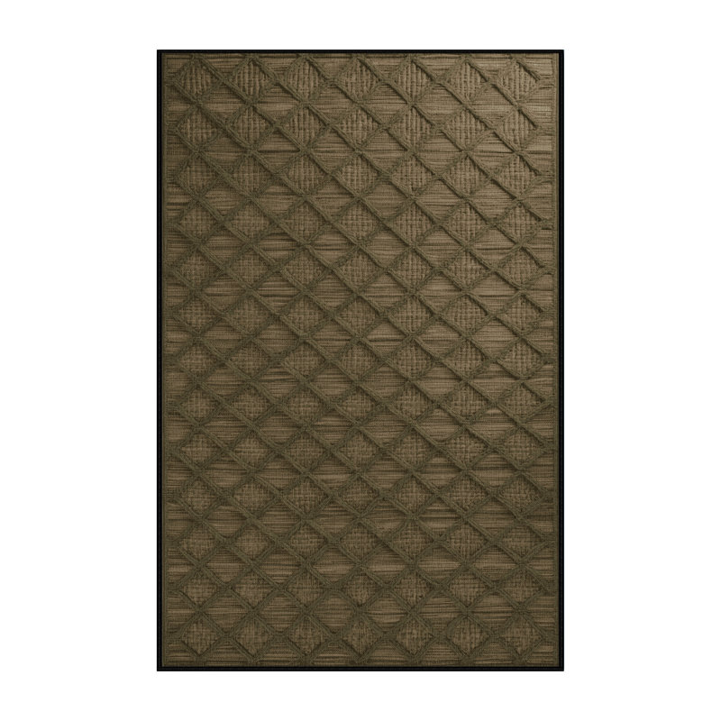 Tapis brun treillis lavable à la machine, Rectangulaire 2 pi x 3 pi