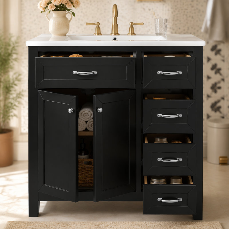 Single Bathroom Vanity with Ceramic Top
