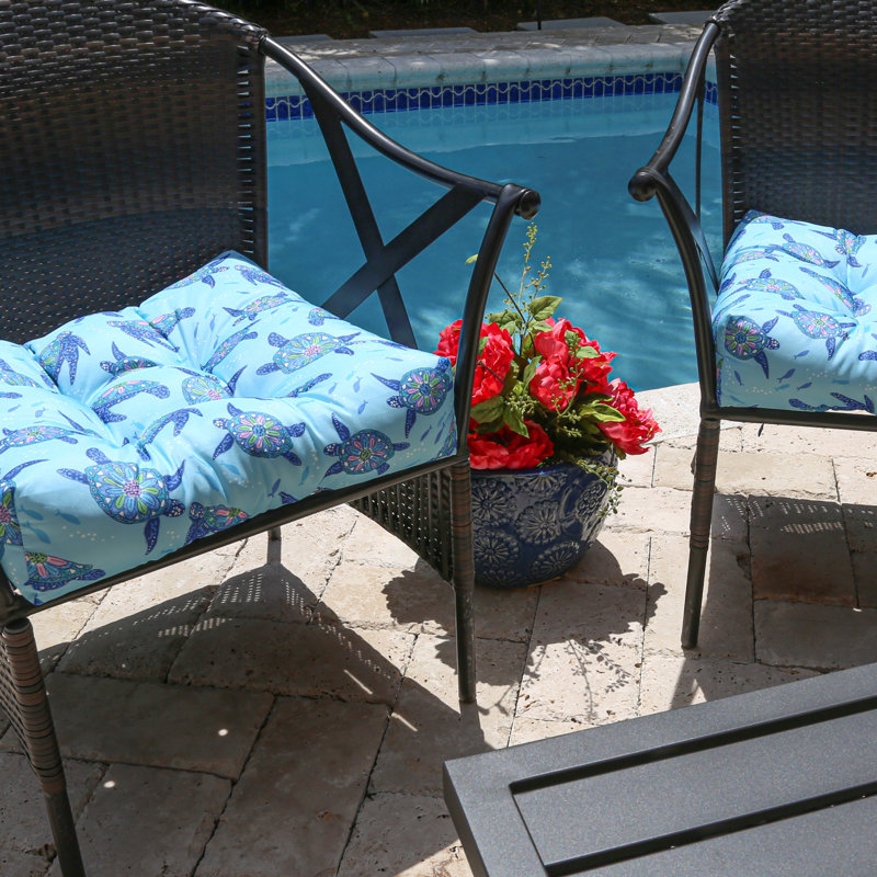 Vera Bradley by Classic Accessories Water-Resistant Patio Chair Cushions, Just Turtles