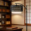 Lampe sur pied à arc avec télécommande, ampoule DEL à intensité variable et température de couleur réglable, lampe sur pied de style campagne moderne avec abat-jour en rotin pour le salon, la chambre à coucher ou le bureau