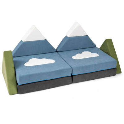 12 PCS Modular Kids Play Couch, Snow Mountain Theme Toddler Foam Building Fort Snow Mountain