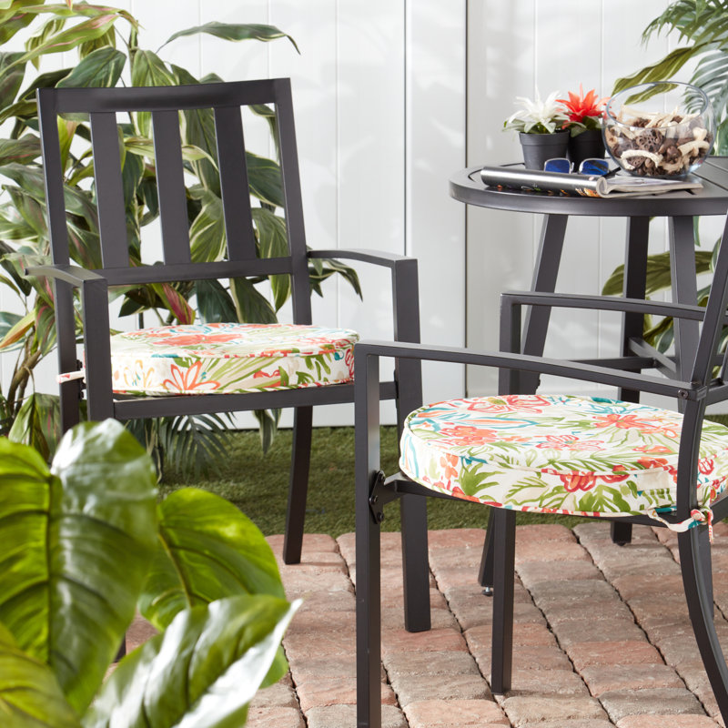 Outdoor Round Dining Chair Seat Pad, Breeze Floral