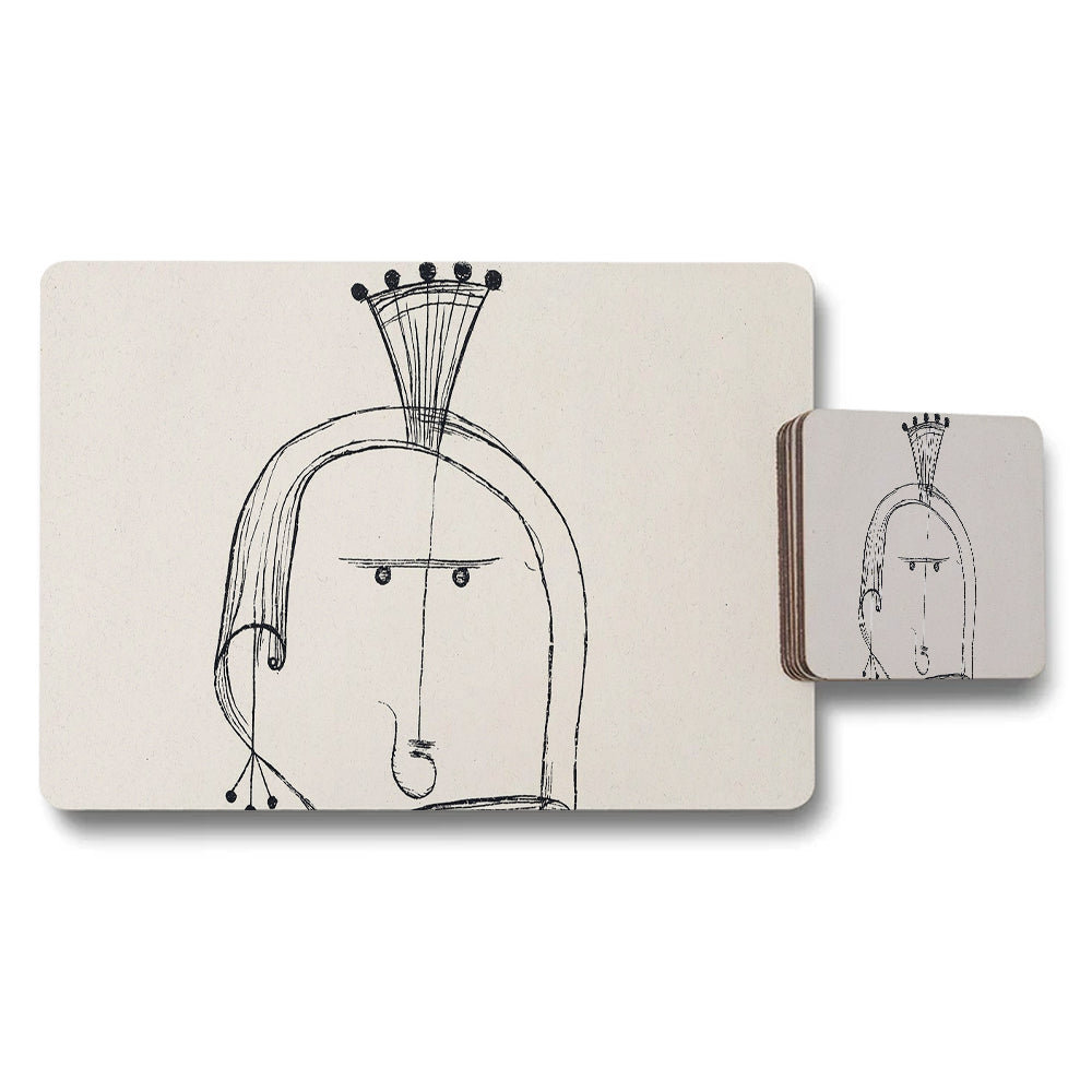 Abstract Modern Minimalist Face Placemats And Coaster Set For Dining Table