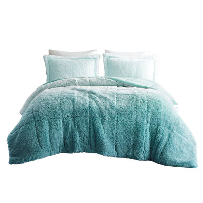 Twin/Twin Xl Ombre Shaggy Faux Fur Comforter - Soft & Cozy Warm