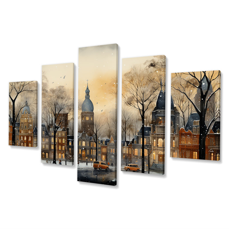  «Winter Russian City Landscape I - Winter Landscape Multipanel Wall Art Set