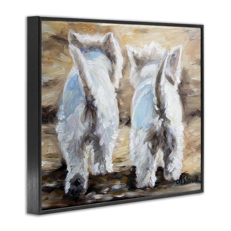 «Farewell White Puppies», estampe numérique de Mary Sparrow, H 16 po x l 20 po, Giclée encadrée noir minuit