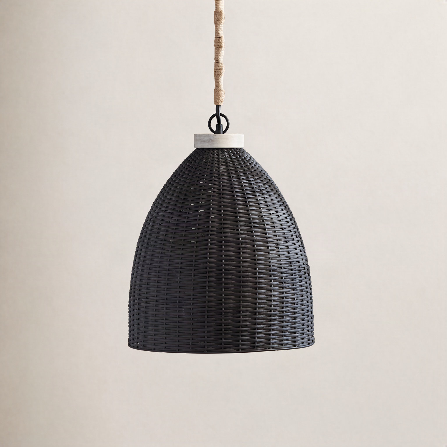 Olsen Single Light Rattan Dimmable Pendant, 92" H x 18" W x 18" D, Blackwash