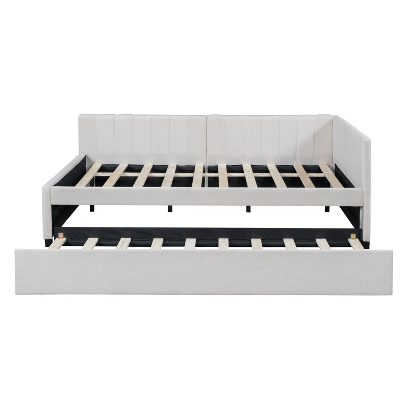 Lit de jour d'intérieur rembourré avec couchette, H 27,58 po x l 78,88 po x P 57,88 po, Beige