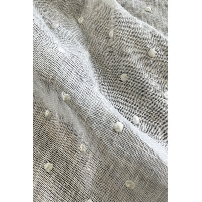 SAMPLE-Demi Cotton Blend Polka Dots Sheer Thermal Rod Pocket Curtain Panels