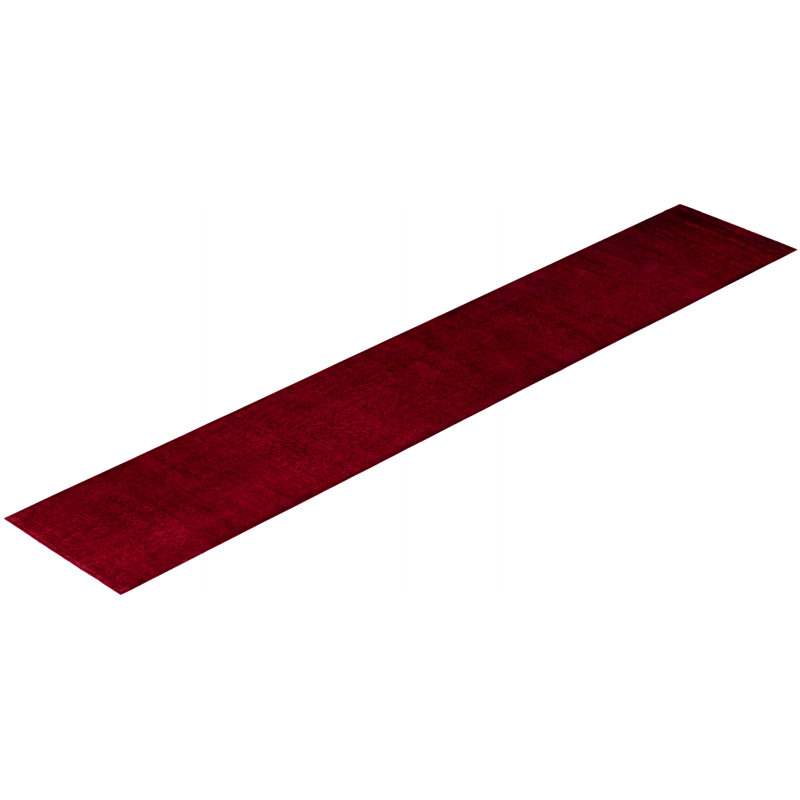 Overdyed Hand-Knotted Wool Modern-Contemporary Red Runner 2' 7" x 15' 1"