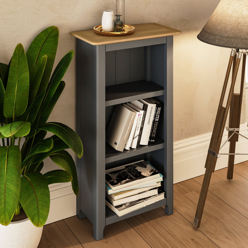 Daris 3 Tier Low Bookcase Shelving Unit. Fully Assembled, Blue