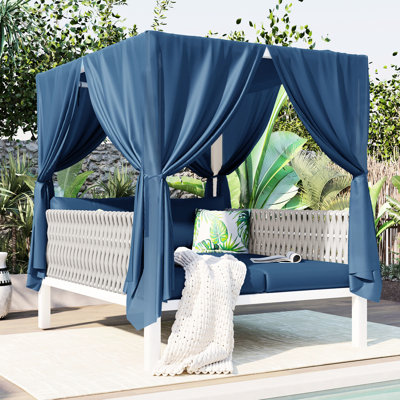 Lit de bronzage extérieur - Construction, coussins confortables, polyvalents pour les bains de soleil et les bains de soleil, eau, H 70,9 po x l 57,5 po x P 57,5 po, capacité de 650 lb avec rembourrage confortable