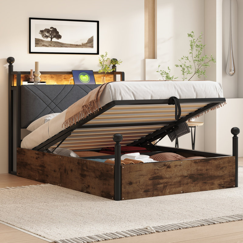 Metal Ottoman Storage Bed, Single (3')