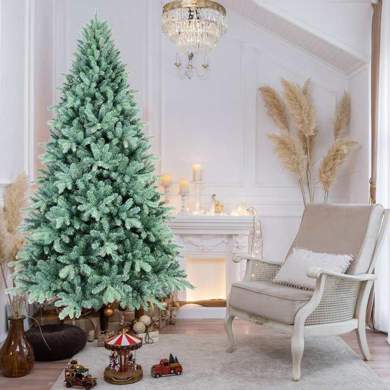 Arbre de Noël teinté en PE / PVC avec branches, conception à branches articulées, aspect naturel, support en métal, décoration des Fêtes facile à assembler