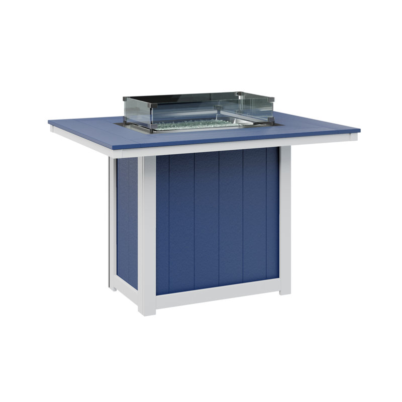 Berlin Gardens Donoma 54″ Rectangular Counter Height Fire Pit Table, 36" H x 53.87" W x 41.37" D, Pacific Blue