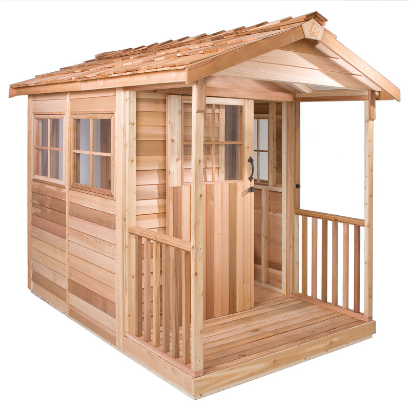 Western Red Cedar Wood Garden Shed with Sliding Door and Windows