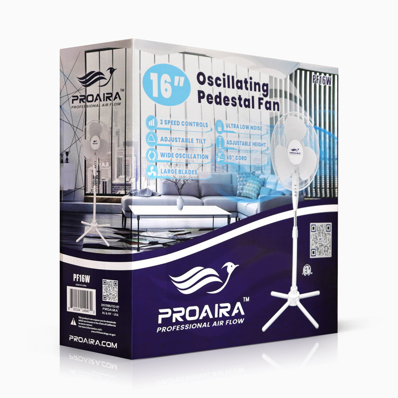 Ventilateur sur pied 16 po Proaira, Blanc