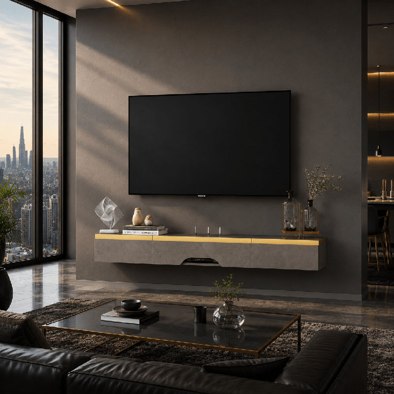 TV Stand, 6.6" H x 67" W x 10" D