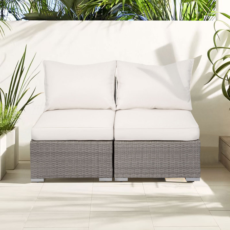 Chaise de patio avec coussins Logan, Blanc