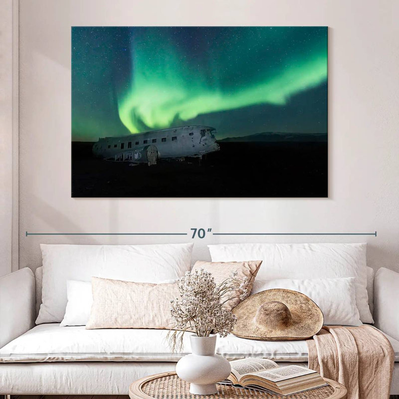 Alvord Aurora Over Airplane, 34" H x 51" W