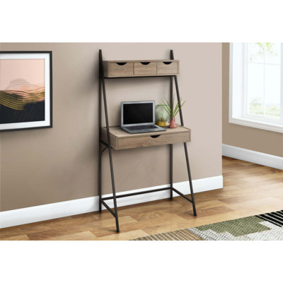 Bureau d'ordinateur, bureau personnel, ordinateur portable, incliné, tiroirs de rangement, travail, métal, contemporain, moderne