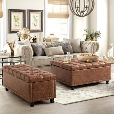 35.5" Square Ottoman Coffee Table with Large Storage
