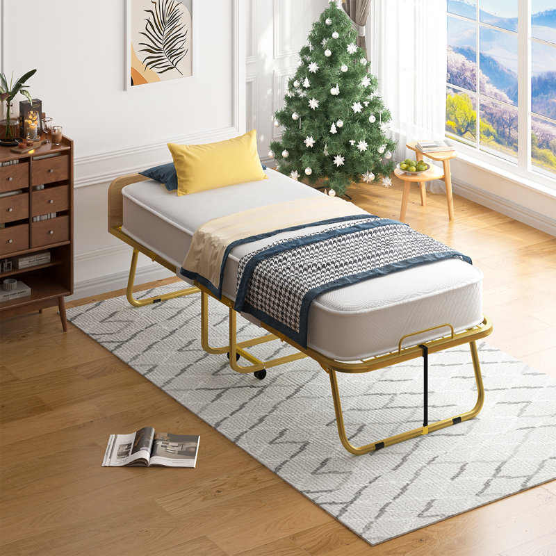 31" Rollaway Folding Bed with 5" Memory Foam Mattress, Twin