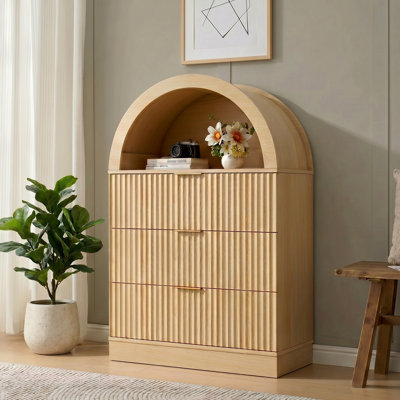 Commode 3 tiroirs cannelée de 23,5 po