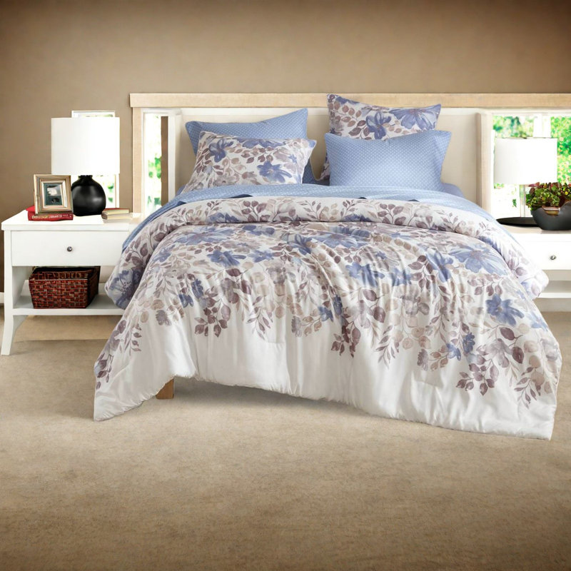 Ensembles de literie floraux bleus confortables, conception en microfibre douce pour lits simples