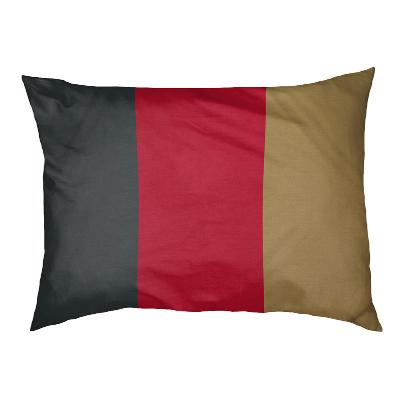Oreiller rectangulaire New York, Petit (L 18 po x l 28 po), Gris acier / rouge / or