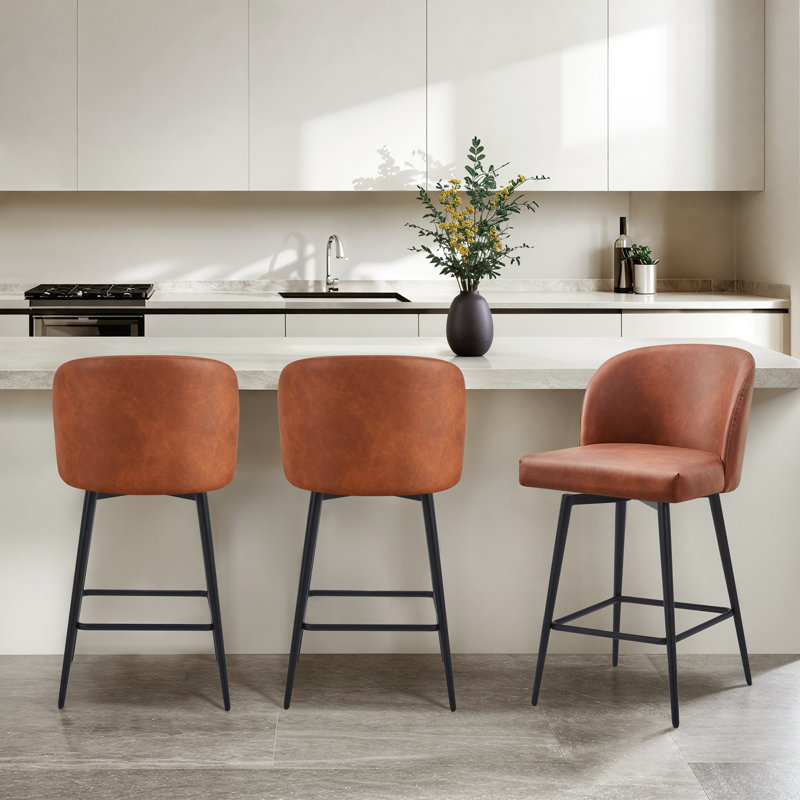 Benedit Swivel 27.1'' Counter Stool, Orange