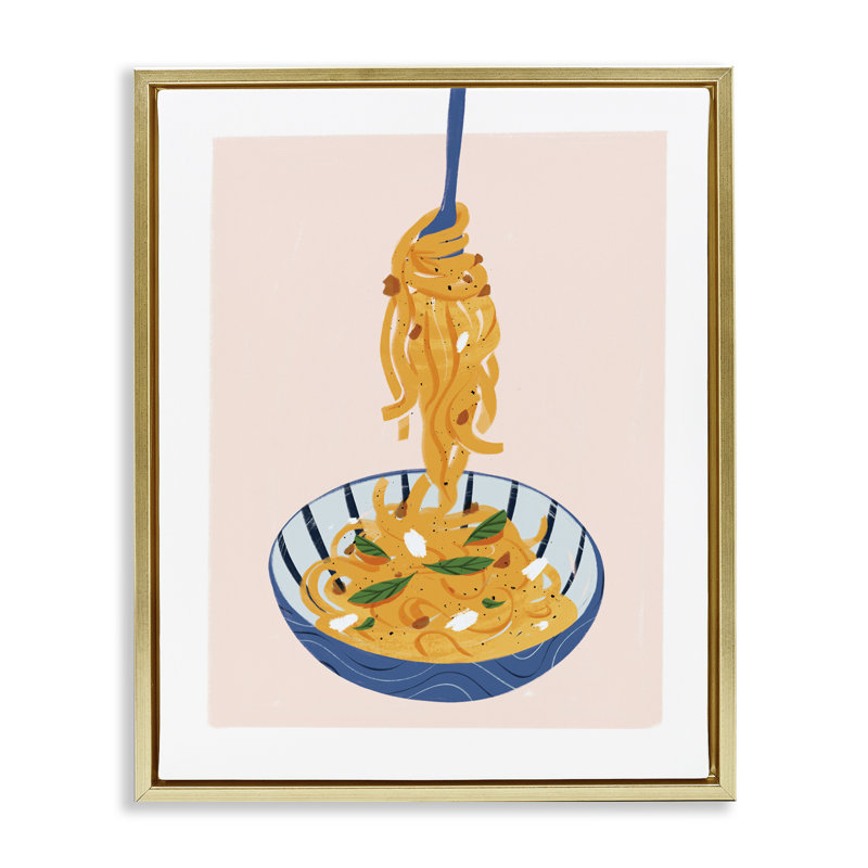  Art moderne sur toile Modern Pasta Bowl par Marina Astudillo, H 31 po x l 25 po, Cadre flottant métallique doré