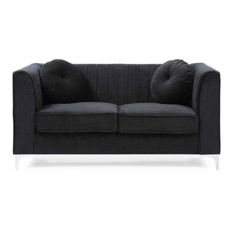 Causeuse chic à accoudoirs inclinés noir pour deux, Noir