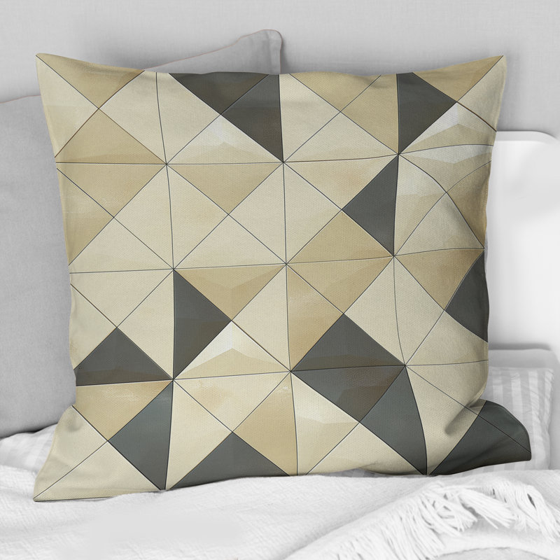 Coussin Beige crème moderne Triangle IV - Modern, H 16 po x l 16 po
