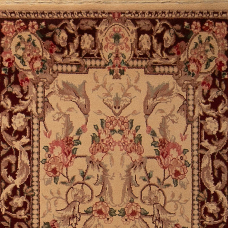 Tapis beige et vin noué à la main de haute qualité