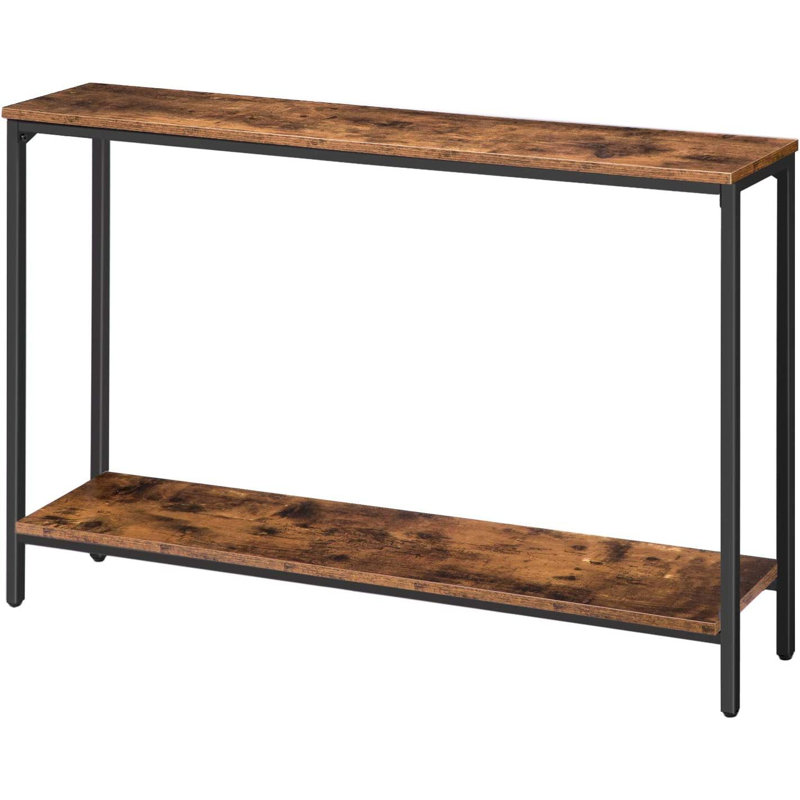 Console avec rangement Kearria, Noir, noir, noir, noir, Brun rustique, H 29,5 po x l 47,2 po x P 7,9 po