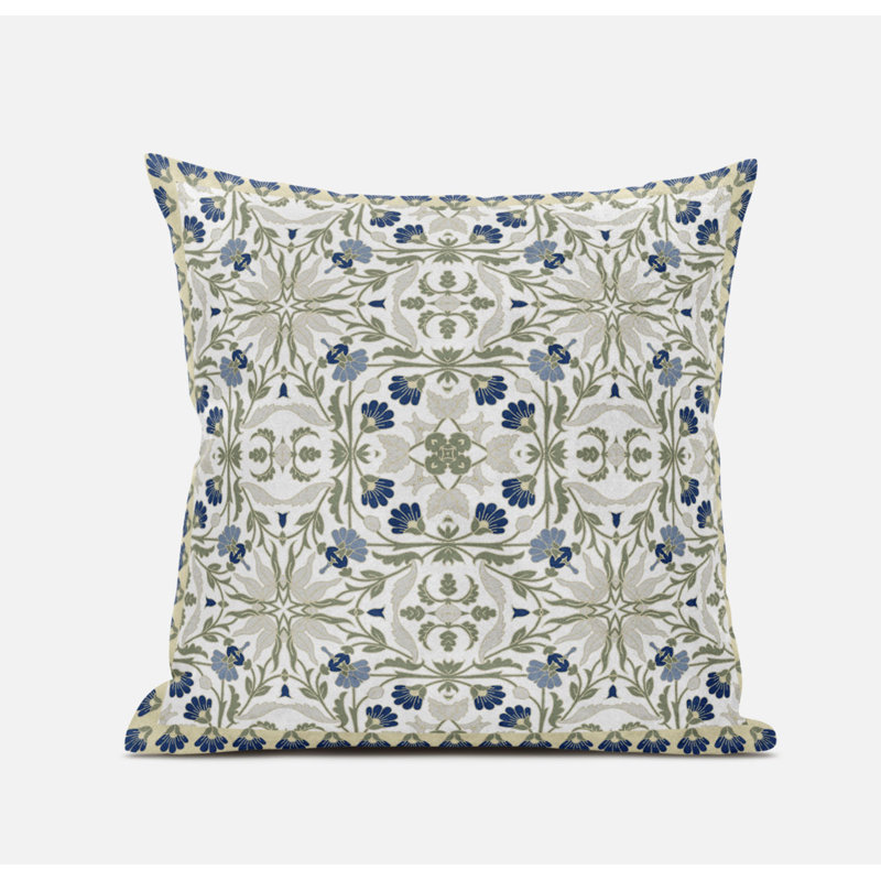Housse et insert de coussin carré Blasford, 16" x 16", Indigo / blanc