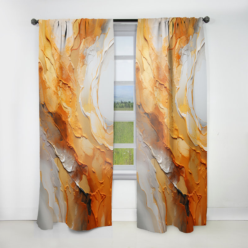 Ries Gold And White Geode Lava IV - Traditional Curtain - Velvet Room Darkening - 1 panel, 52" W x 120" L